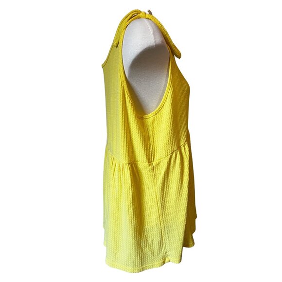 Vintage Spin USA Tank Top Sz 1XL Womens Yellow Plus Size Blouse Oversized Tie Sh - Picture 13 of 13